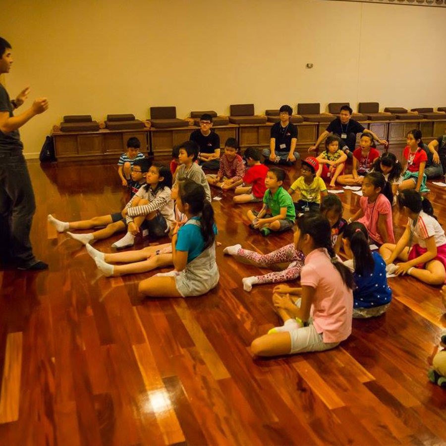 Children participating in a story